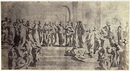 Fotoreproductie van een tekening van Rafaël, studie voor De school van Athene