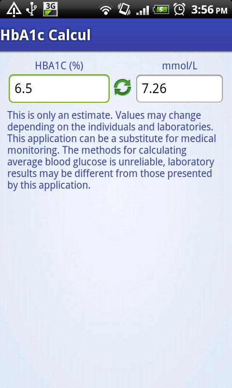 Android application HbA1c Calc screenshort
