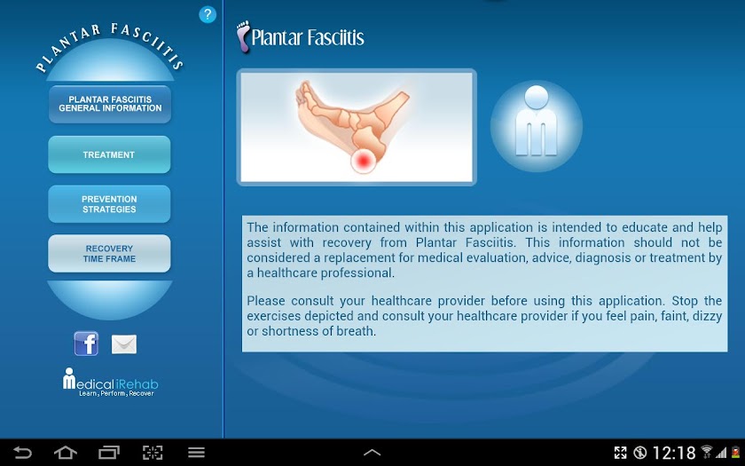 Plantar Fasciitis Tablet App Screen 2