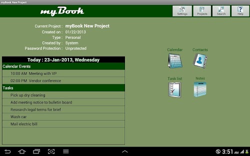 Android application myBook Personal Organizer screenshort