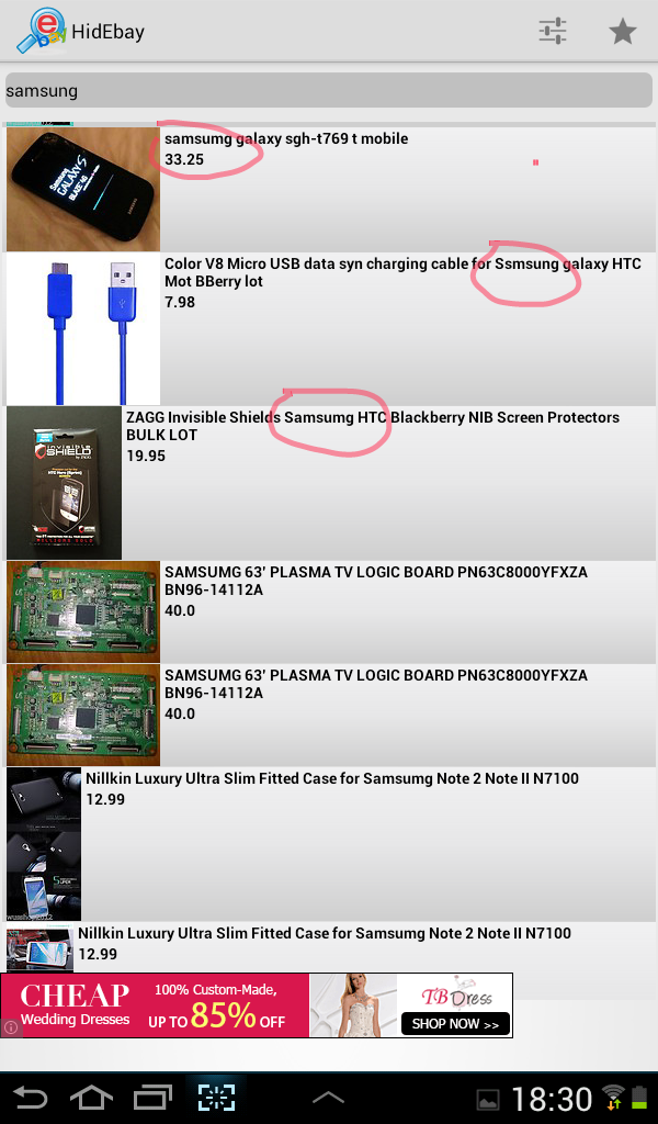 E-bay Hidden Auctions Screen 1
