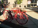 Red Bicycle Rack Sculpture