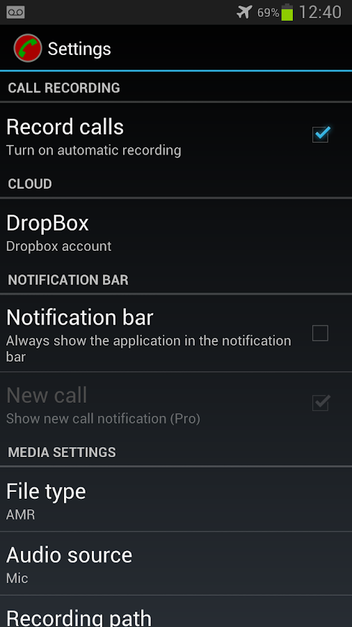 Automatic Call Recorder Pro - screenshot