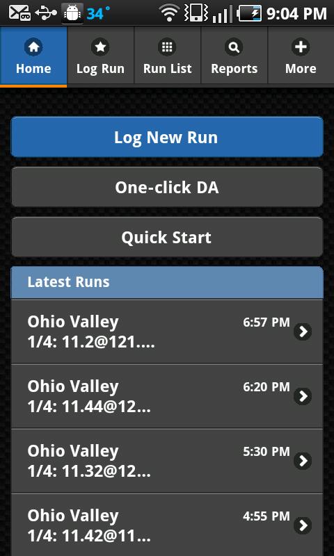 RaceIQ Drag Race Racing Log Screen 1