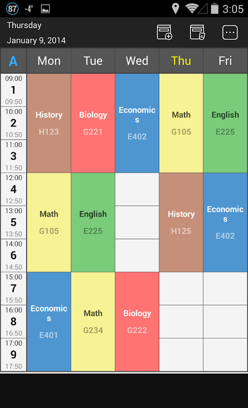 Android application Handy Timetable screenshort