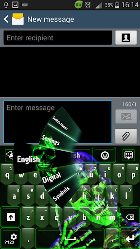 GO Keyboard Green Skull