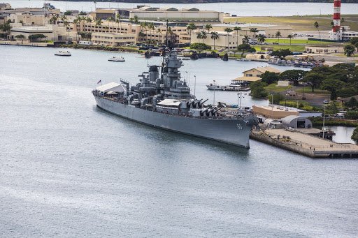 The USS Missouri Memorial is located just a ship’s length from the USS Arizona Memorial in Honolulu. The memorial commemorates the “Mighty Mo,” the U.S. Navy battleship that fought in the battles of Iwo Jima and Okinawa and was the place where the Empire of Japan surrendered, ending World War II.