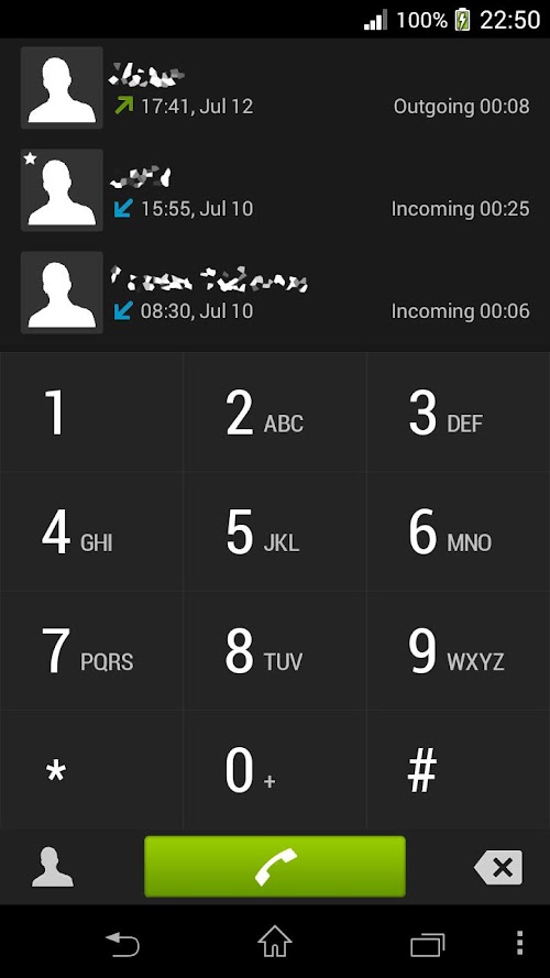 Android application exDialer NXT 2 Dark theme screenshort
