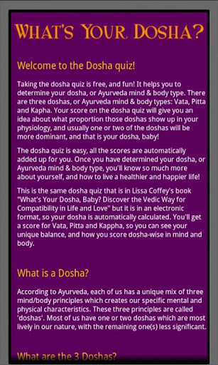 Ayurveda Dosha Quiz