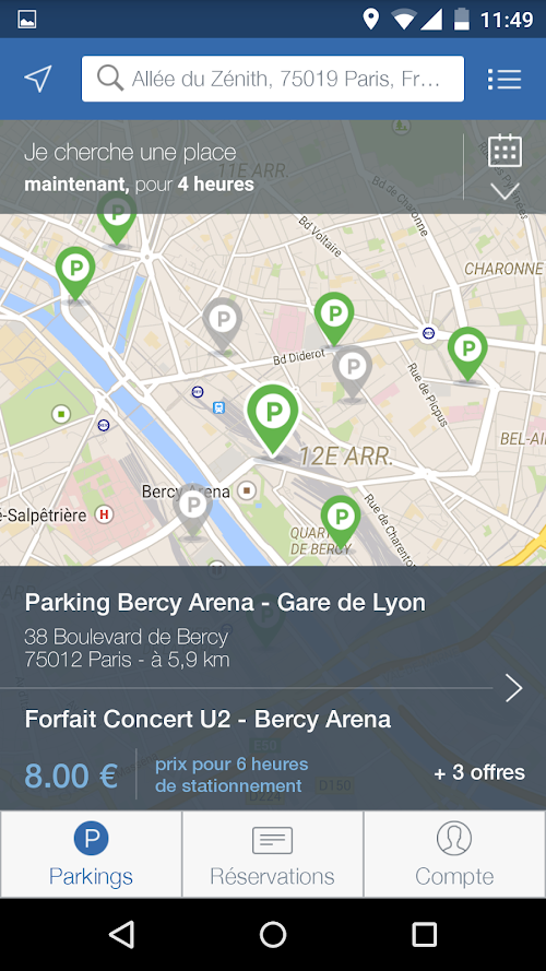 Android application OnePark screenshort