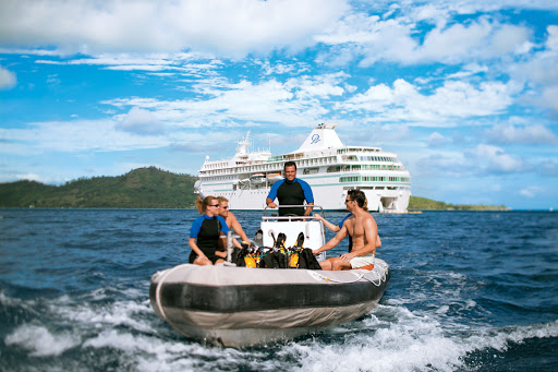 Set out for a scuba adventure from the Paul Gauguin's retractable water sports platform.