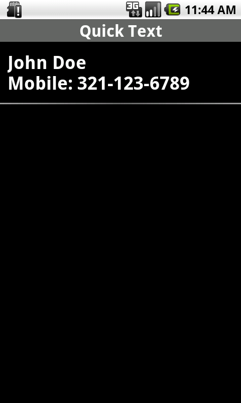 Quick Text Screen 1