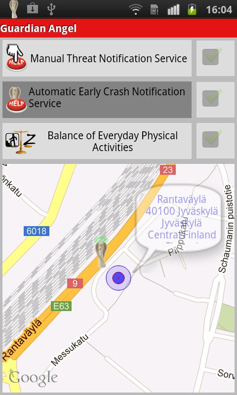 Android application Guardian Angel screenshort