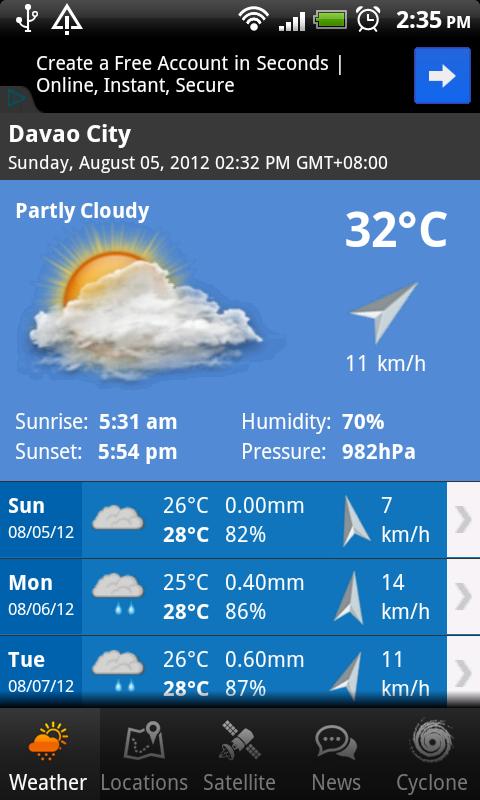 Android application PH Weather screenshort
