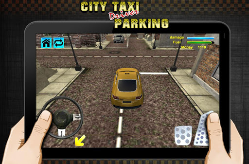 도시의 택시 운전사 주차 3D
