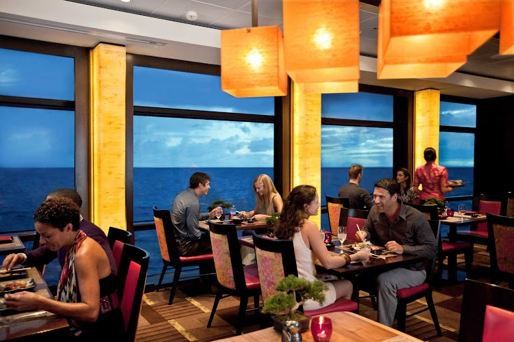 Celebrity Solstice's Silk Harvest restaurant offers a contemporary blend of Chinese, Japanese, Thai and Vietnamese cuisine.