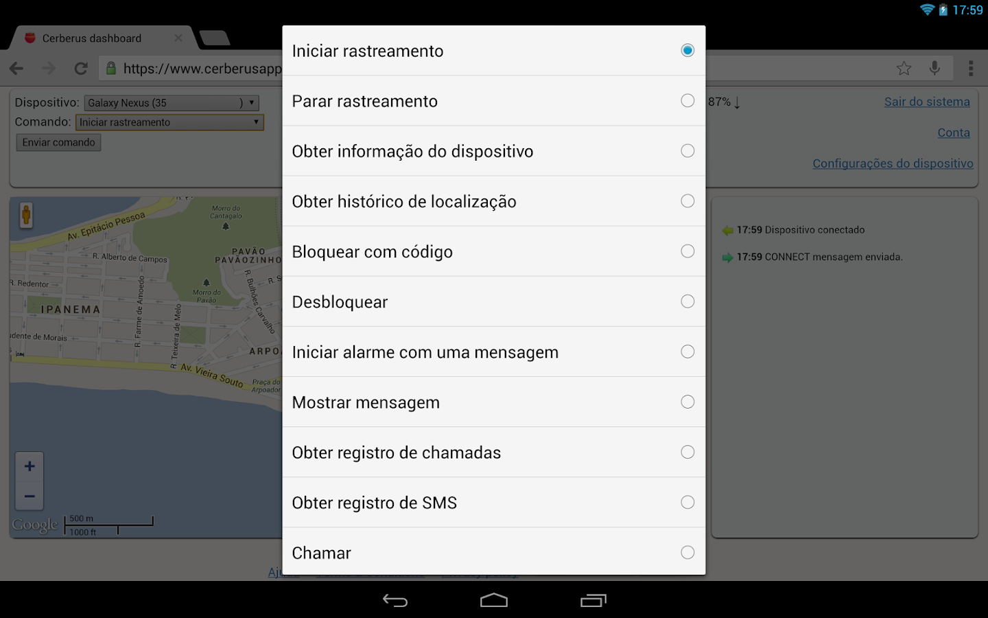 Cerberus anti-roubo - screenshot
