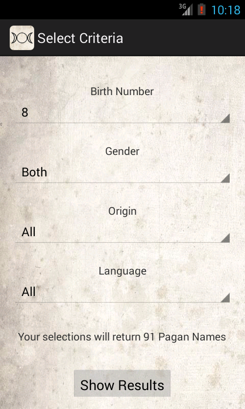 Wicca-Name Screen 2