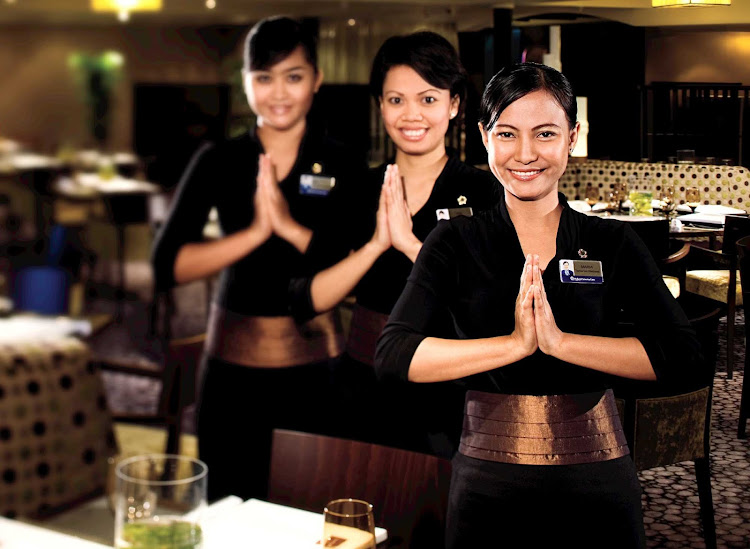 Head to Tamarind about Holland America's Eurodam for food evoking the rich culinary traditions of Southeast Asian, China and Japan, served by attentive crew members. 