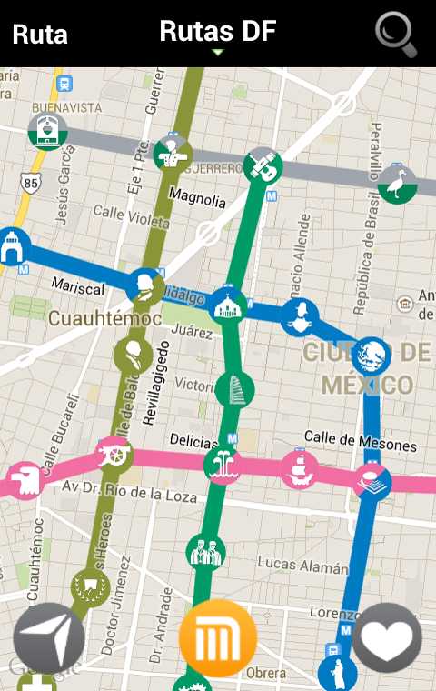 Android application Rutas DF screenshort