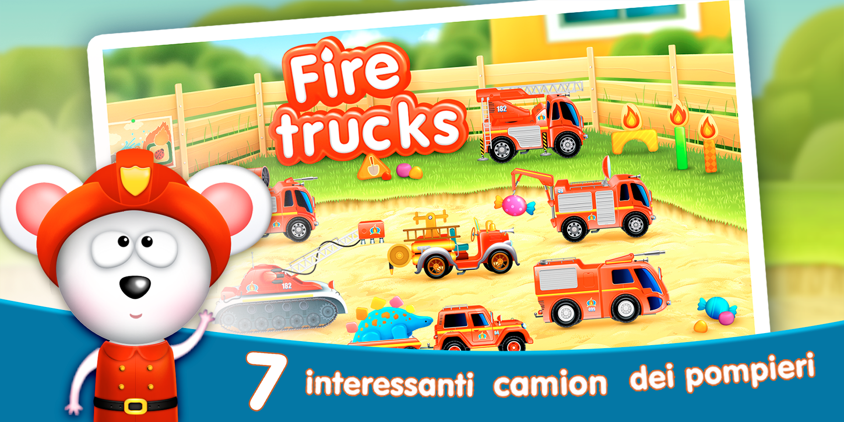Android application Firetrucks: rescue for kids screenshort