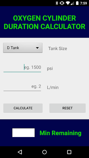 Oxygen Duration Calculator