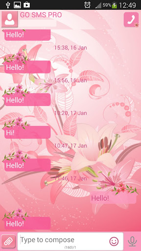 GO SMS Pro Pink Flowers