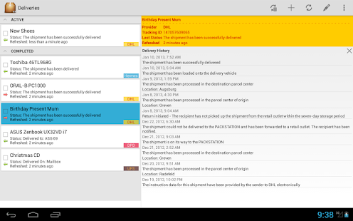 Deliveries Package Tracker