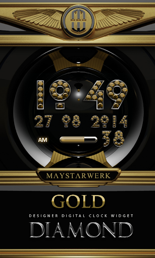 Digi Clock Widget Gold Diamond