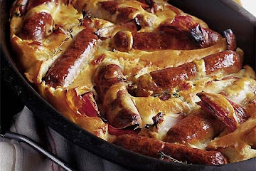 Toad-in-the-hole with red onions & thyme batter