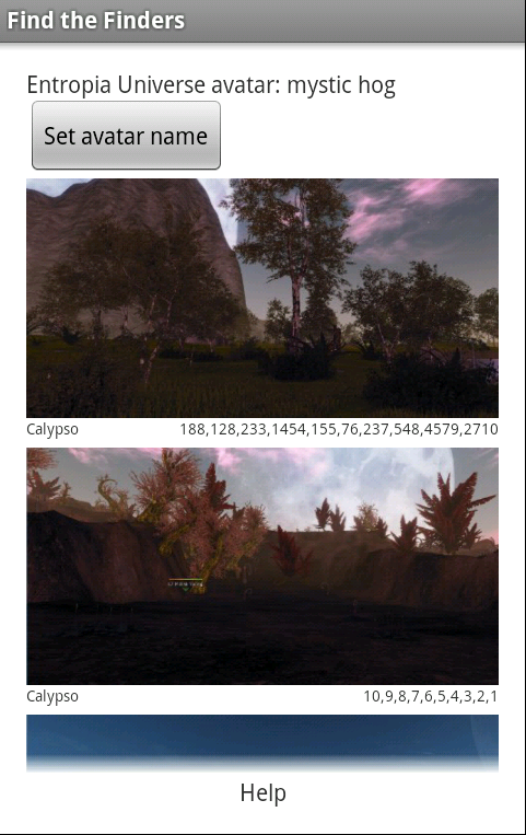 Android application Entropia Treasure Hunt screenshort
