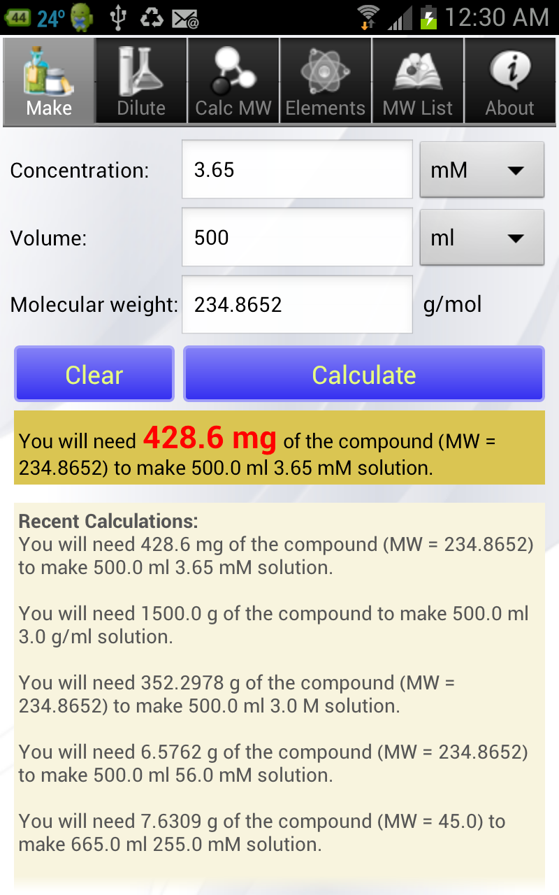 Solution Calculator Pro Screen 1