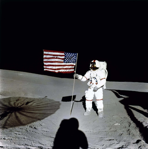 Mission: Apollo-Saturn 14: Alan B. Shepard, Jr. plants American flag on the moon