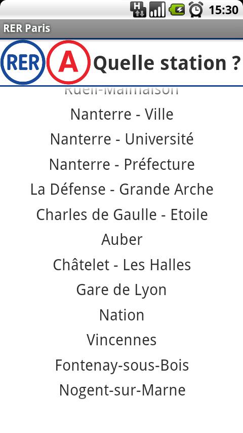 Android application RER &amp; Tram Paris area screenshort