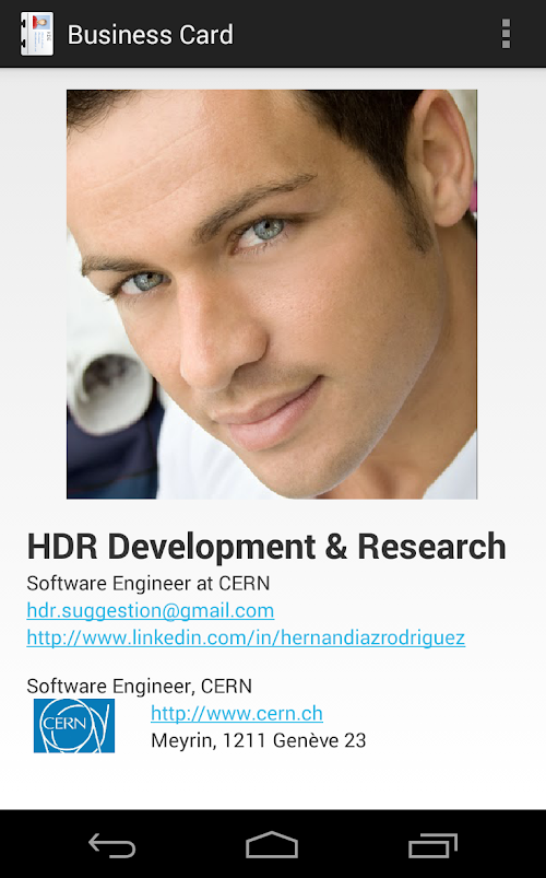 Android application Business Card screenshort