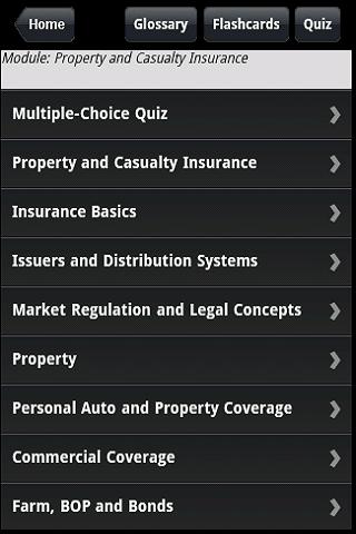 Android application Property &amp; Casualty Agent Prep screenshort