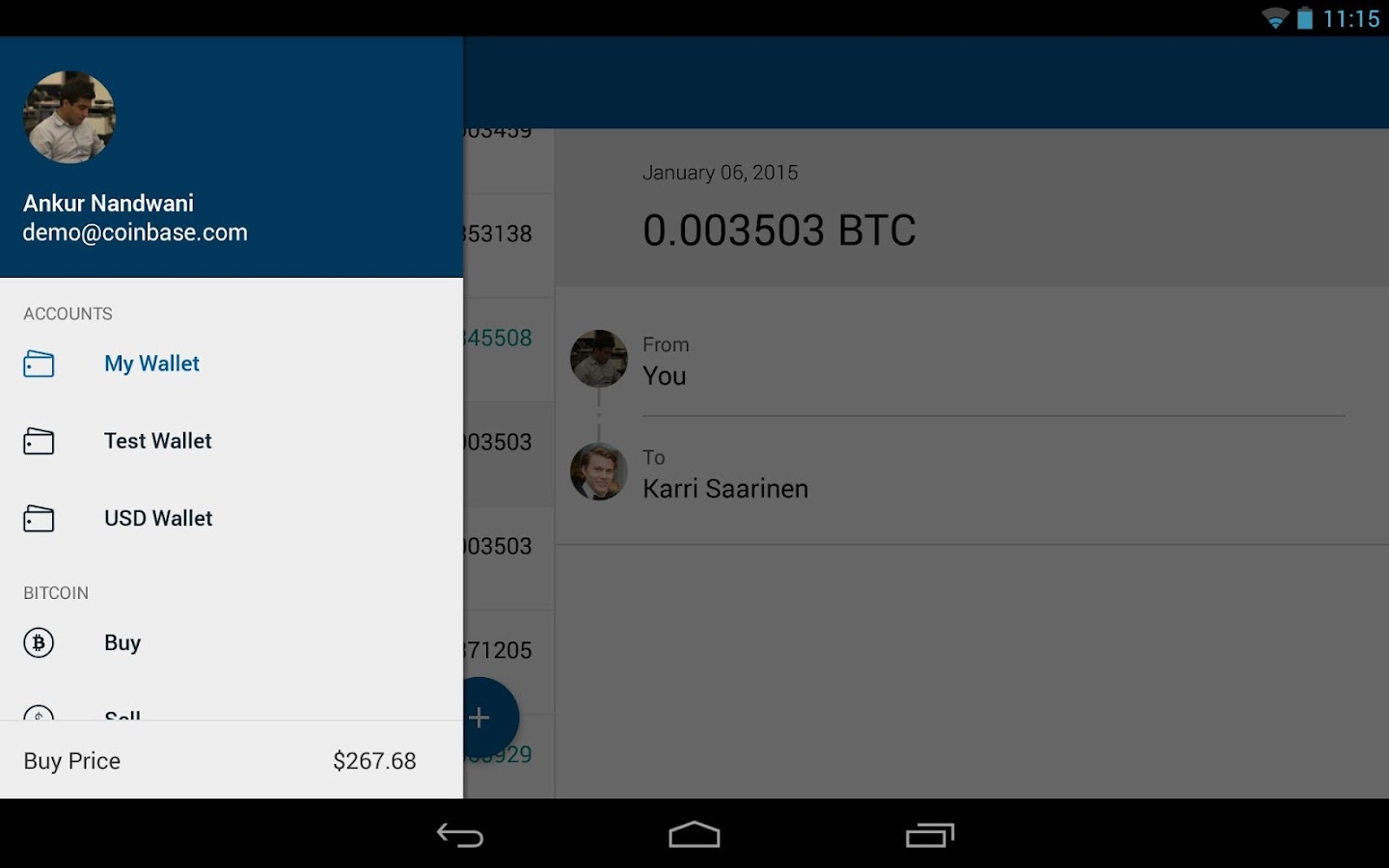 Bitcoin Wallet - Coinbase - screenshot