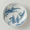 Saucer-dish with to Chinese figures in a landscape
