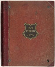 Groep van 62 foto's in een doos met het opschrift "Staatsspoorwegen op Java" uit 1888