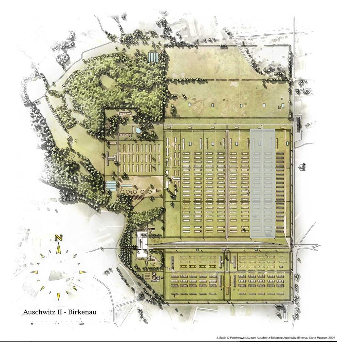 Map Illustrating The Location Of The Biib Sector Where The Camp For The Terezin Families Was Situated Auschwitz Birkenau State Muzeum Google Arts Culture