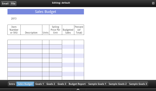 Product Sales Goals Tab