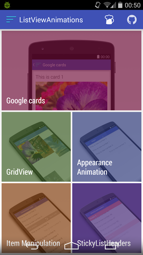 Android application ListViewAnimations screenshort