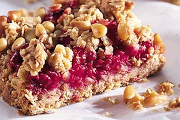 Raspberry & pine nut bars