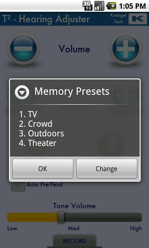 T² Hearing Adjuster Screen 3