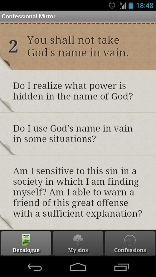 Android application Confessional mirror screenshort