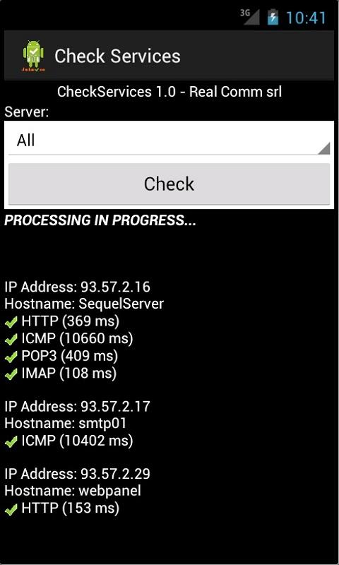 Android application CheckServices Pro screenshort