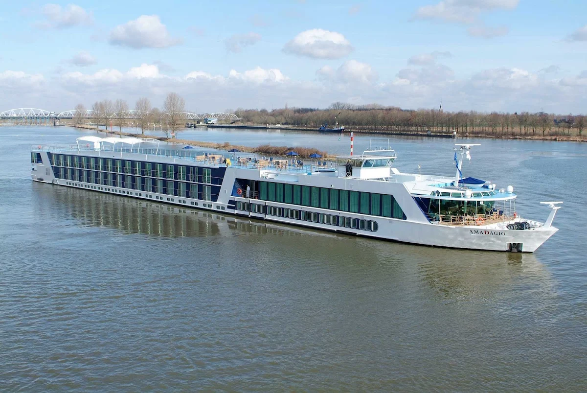 AmaDagio-Exterior - Sail on the 150-passenger  AmaDagio to historic Arles and Avignon, see the beautiful villages of Viviers, Tournon, Vienne and Trévoux, and take a day excursion to the Beaujolais wine region. 