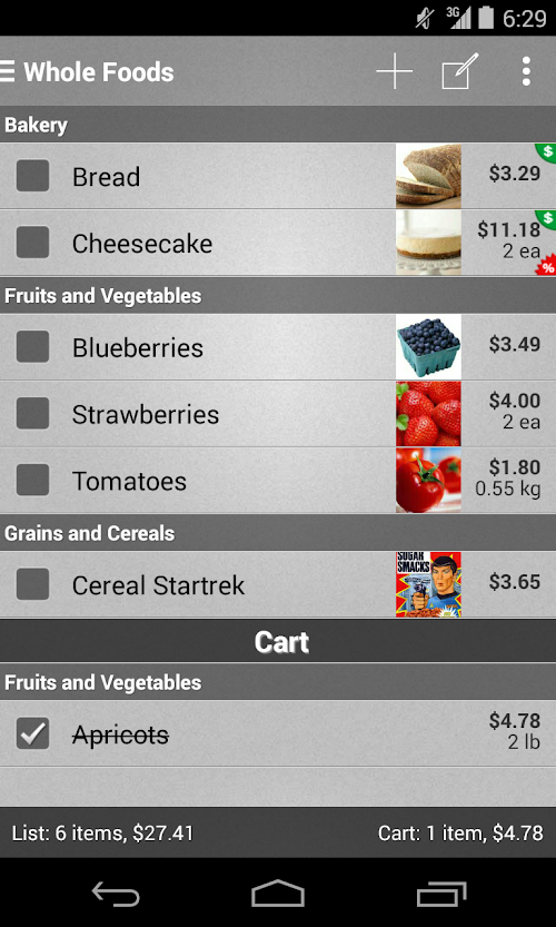 Android application Mighty Grocery Shopping List screenshort