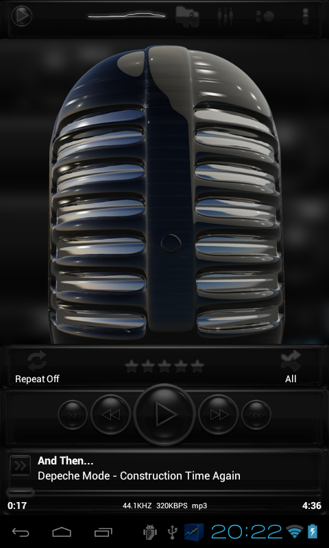 glass Poweramp skin black Screen 2