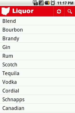 Android application Ohio Liquor Prices screenshort